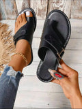 Breakj Slipper Female 2024 Summer Toe Belt Buckle Stitching Casual Roman