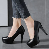 Shoes Women Fall 2023 New Korean Version Of Professional Waterproof Platform Ultra High Heel OL Work Shoes Sexy Platform High