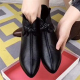 Women Short Boots Autumn New Ethnic Style Pointed Chunky Heel Ankle Boots Casual Comfortable Warm Plush Women Winter