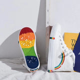 Fashion Vulcanized Shoes Women Sneakers New Retro Rainbow Canvas Shoes Ladies Flat Fashion Comfort High Top