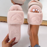 Summer New 2022 Fashtion Soft Round Head Furry Women Falt Shoes Suede Love Heart Shape Low Heel Comfortable Women's Casual