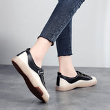 Breakj Little White Shoes Women's New Spring British Wind Small Leather Shoes Casual Beef Bottom Leather Bean