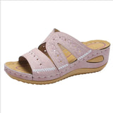 Cool Slippers Female Slope Heel Fish Mouth Thick Size Shoes Multi-Color Embroidered Cool Drag