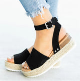 2024 New Large-Size Sandals Sell Well In Summer Leopard Print Hemp Rope Soles Women's Casual