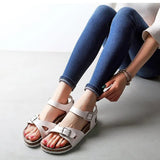 2023 New Summer Beach Cork Sandals Casual Women Outside Non-slip Double Buckle Sandalias