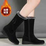 Winter Women Long Boots Warm Plush Cow Suede Snow Boots Women Shoes Fashion Zipper Women's Winter Boots Zapatos De