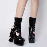 Platform Women Ankle Boots 2023 Antumn Winter Brand Design Heart Office Lady Comfy Women Modern Boots Shoes Bige Size