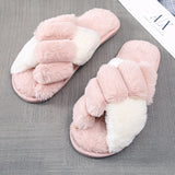 Women Slippers Faux Fur Warm Shoes Women Slip on Flats Female Floor Slides home furry slippers Indoor House Flip