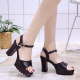 Breakj 2023 New Korean Version Of The Thick Heel With Fish Mouth Sandals Waterproof Table Set High Heel Thick-Soled Women's