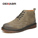 Cow Suede Autumn Men Boots Fashion Non-slip Working Ankle Boots Male High Top Casual Shoes Motorcycle Martins