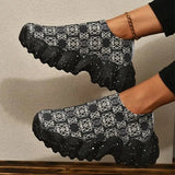 Women Platform Sneakers Slip-on Elastic Band Vulcanized Female Leopard Sport Shoes Ladies Summer Footwear Plus