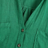 Women V Neck Button Decoration Shirt Female Short Sleeve Blouse Casual Lady Loose Tops Blusas