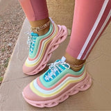 Size Sneakers Hot Sale, 2020 Autumn and Winter New Color Matching Platform Lace-up Women's Casual Shoes Zapatillas