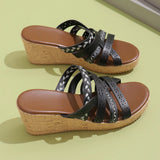 Breakj 2024 New Fashion Roman Fashion With Thick Bottom Slope And Cross-Band Heightening Women's