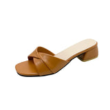 Breakj Small Square And Slippers Women 2025 Summer New Korean Version Of The Word Slippers Women's Literature And Art Simple External Wear