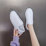 Help Shallow Small White Shoes 2024 Spring And Autumn New Korean Version Tie Sports Board Shoes Basic Flat Casual Women's