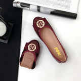 Flats Shoes Woman 2022 Women Soft PU Leather Slip On Foldable Shoes Round Toe Flats Loafers Woman Ballerina Shoes