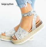 2024 New Large-Size Sandals Sell Well In Summer Leopard Print Hemp Rope Soles Women's Casual