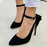 Women Heels Woman Pumps Plus Size Women's Fashion Buckle Strap Bowknot Sexy Pointed Toe Thin High Heel Shoes For