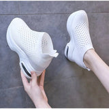 Women Sneakers Breathable Female Knitted Shoes Thick Bottom Walking Shoes Soft Comfortable Spring Air Cushion Summer Casual