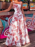 Summer 2022 Lady Elegant Beautiful Party Dresses Sexy Sleeveless Beach Sling Dress Women Fashion Vintage Printed Boho Long