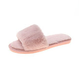 Slippers Wool Slippers Indoor Home Autumn And Winter Short Plush Flat Bottom Open Drag A Large Size