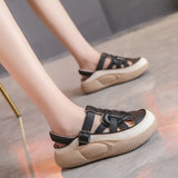 Breakj Version Of Roman Sandals Women Wear 2025 Summer New Retro Buckle Beach Shoes Head Breathable Hollow