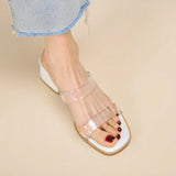 Summer Transparent Thick Middle Heel Sandals for Women Outer Wear Fashion Flip Flops Slip on Sandalias Mujer Casual