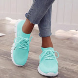 Sneaker Round Head Mesh Women Flat Shoes Breathable Trainer Walking Platform Buttom Casual Sneaker Lace Up Tenis
