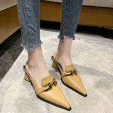 Cool Slippers Female Summer New French Chain Fashion With A Thick Heel Head Half Slippers High Heel Muller