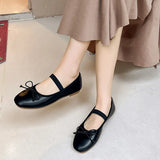 Silver Bowtie Flats Shoes Women Round Toe Patchwork Plaid Leather Loafers Flat Shoes