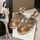Breakj Water Drill High Heels Do Not Tired Feet Sandals Temperament Elegant Coarse And Waterproof Waterproof Thick-Soled Slippers Single Shoes Women