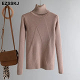 thick Knitted Women high neck Sweater Pullovers Turtleneck Autumn Winter Basic Women Sweaters Slim khaki jacket