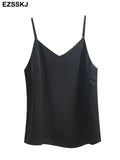 Acetate sling vest summer satin O-neck straps women bottoming camisole shirt loose outer wear out shirt