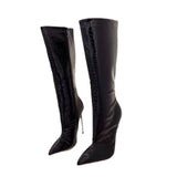 High-Heeled Boots 2024 Spring Style Boots Children's Simple Pointy Stone Pattern Fine Heel Women's