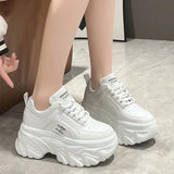 White Black Chunky Sneakers Women Spring Autumn Thick Bottom Dad Shoes Woman Fashion PU Leather Platform Sneakers