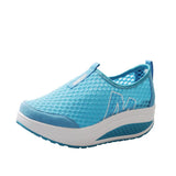 Women's Shoes Casual Fashion Shoes Walking Platform Height Increasing Women Loafers Breathable Air Mesh Swing Wedges