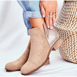 Boots Autumn PU Leather Chunky Heels Ankle Boots Fashion Pointed Toe Short Boot Zipper Casual Winter Boots Plus Size