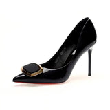 Heels Women's Stilettos 2023 Spring New Sexy Soft Lacquered Leather Pointed Work Shoes Women's Lacquered Leather