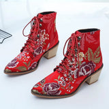 Breakj Size 43 New Coarse And High-With Martin Boots Female Pointed Embroidery National Style With Short