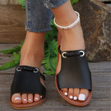 Breakj Size 2024 New Summer Slippers Women's Pure Color Woven Simple Everyday Beach