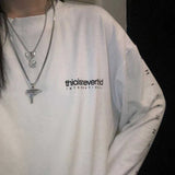 Patchwork Contrast Long Sleeve Oversized Loose Woman Man Streetwear Korean Harajuku Letter Graphic Print Tshirt