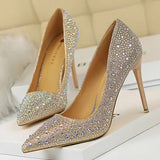 Shoes Rhinestone Woman Pumps Fashion Wedding Shoes Women Basic Pump Stiletto Heels 10cm 7cm Heeled Shoes High