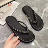 Women Wearing Flip-Flops In 2024, The New Summer Fashion Flat-Soled, Simple, Thick-Soled Sandals, Beach Casual