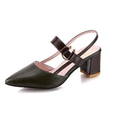 Women's Summer 2023 New Style With Korean Version Of Baotou Pointed One-Word Buckle Roman Shoes Shallow Mouth Thick