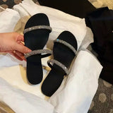 Breakj Women's French Sandals 2025 Summer New Fashion With Water Drill Slippers Women Wearing Fairy Temperament Cool