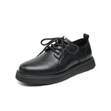 Breakj New Thick Platform Men's Big Head Shoes Large Size British Style Casual Small Leather Shoes 45 46 Shoes