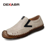 Genuine Leather Shoes For Men's Breathable Trendy Soft Summer Casual Shoes Handmade Brand Moccasins Black Large Size
