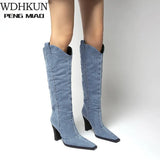New Denim Ladies Non-slip Boots Fashion Thick-soled Spring Thigh High Boots Women 2021 Fashion Casual Shoes Women