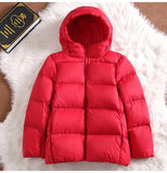 New Ultra Light Hooded Short Jacket Women 90% White Duck Down Coat Casual Windbreak Parkers Lightweight Warm Snow